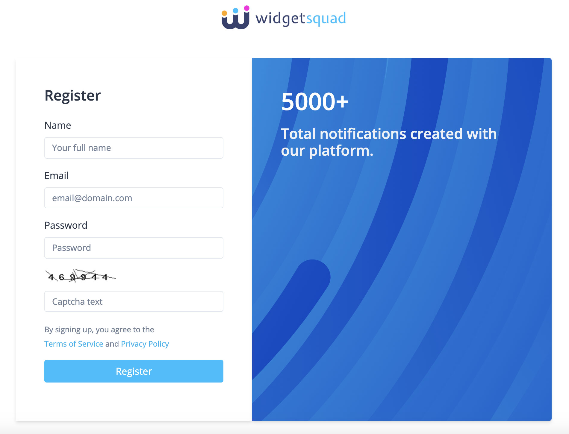 Sign Up WidgetSquad.com